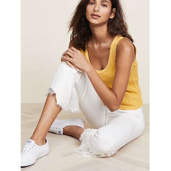 PAIGE Hoxton Straight Ankle Laced Ruffle - Picture 1 of 12